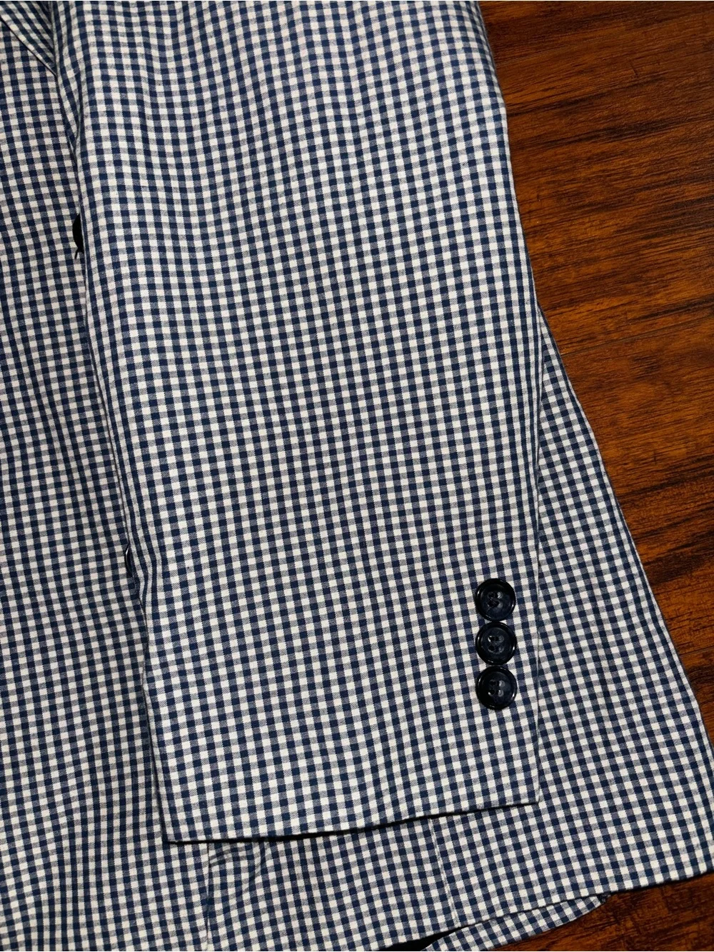 Orvis Sport Coat Navy Blue and White Gingham Plaid Dress Coat Size 40 R